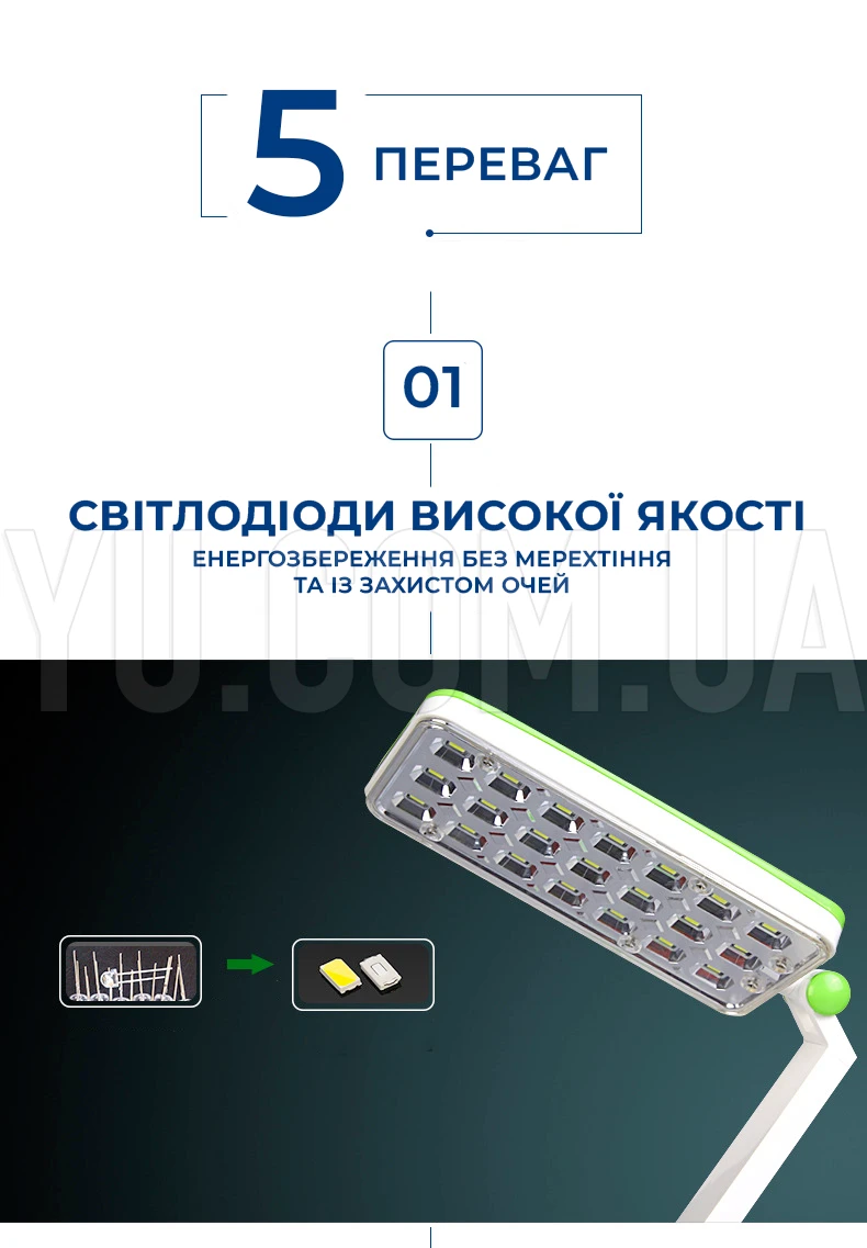 Настільна акумуляторна світлодіодна лампа трансформер BL 666/1018/1019 20LED, 2W складаний світильник Настільна акумуляторна світлодіодна лампа трансформер BL 666/1018/1019 20LED, 2W складаний світильник